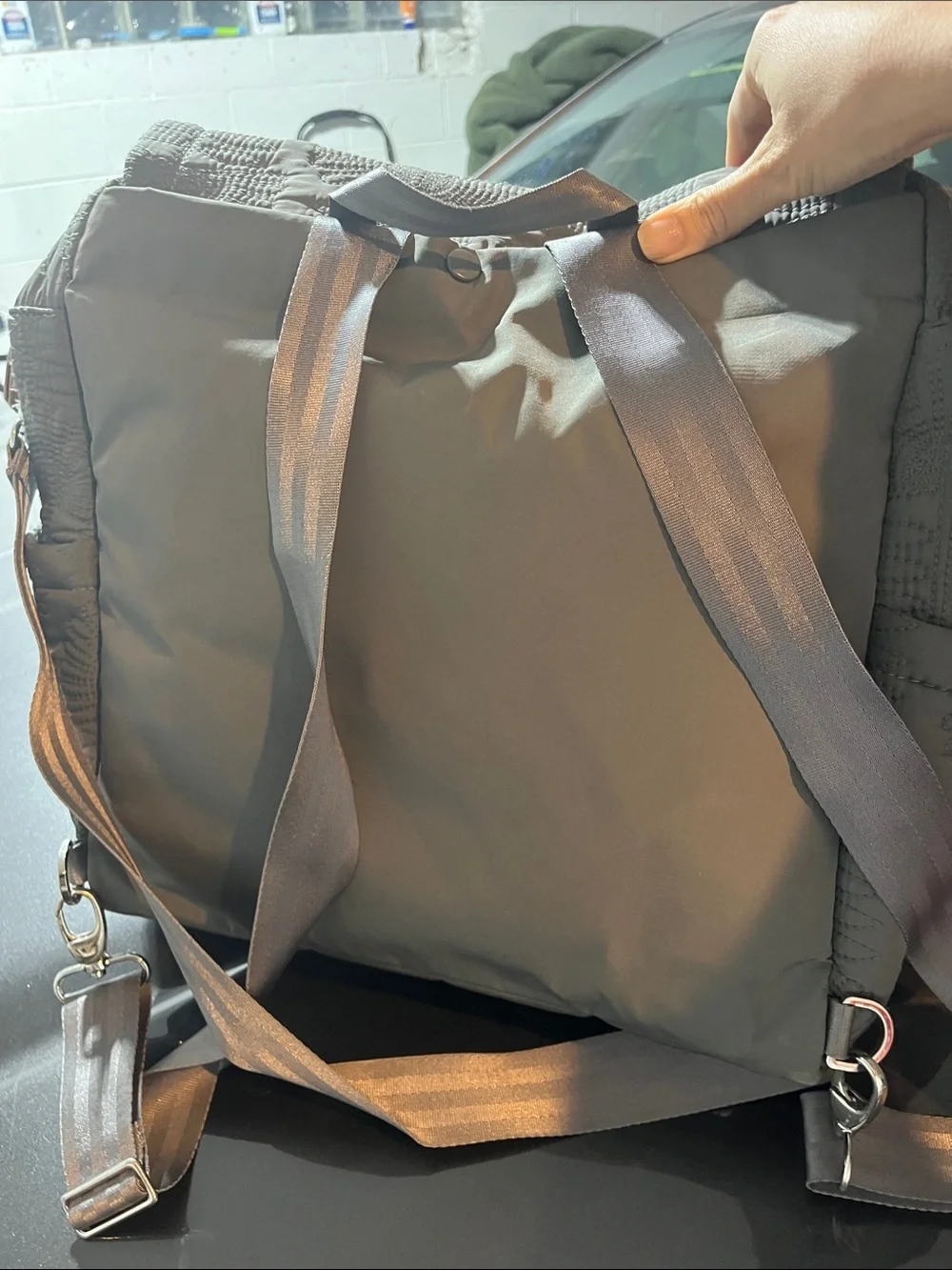 Petunia Pickle Bottom Quilted Charcoal Gray Backpack diaper bag